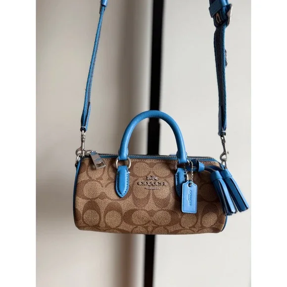 Coach Lacey Crossbody In Signature Canvas - Beige & Blue Leather