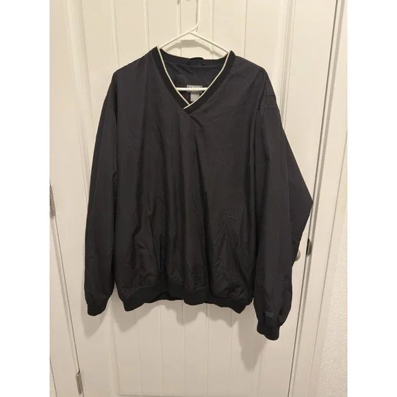 Izod Men's Golf Pullover Windbreaker Jacket Black Size‎ XL