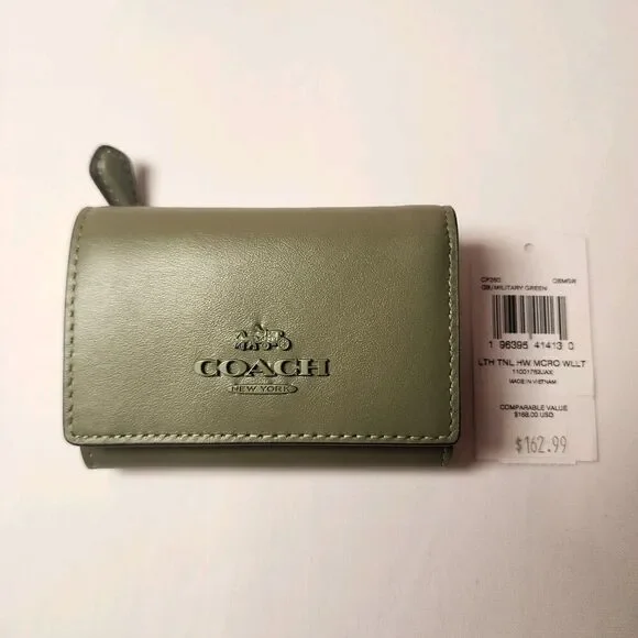 COACH’s LTH TNL HW MCRO WLLT 11001752US25 QB/MILITARY GREEN CP260 QBMGR