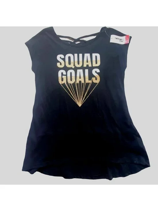 Epic Threads Girls Short Sleeve 'Squad Goals' Shirt-Black-Size XL-NWT