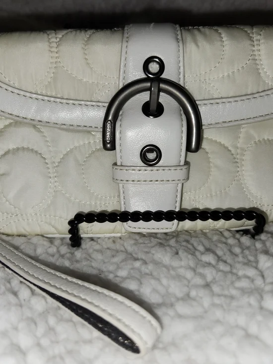 Coach White Quilted Soho Wristlet with Gunmetal Hardware