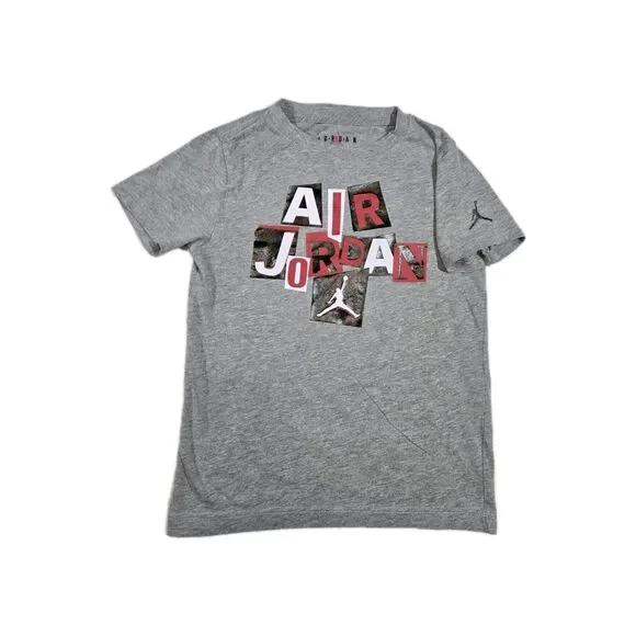 Air Jordan Short Sleeve T Shirt Gray Boys Small 8/10