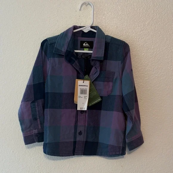 Quiksilver Kids Checkered Shirt‎ - Navy and Lavender