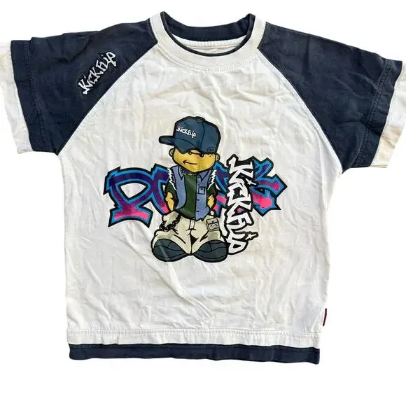 Kick Kid Boys’ Graphic T-Shirt Size‎ 8 - White/Black Streetwear Style