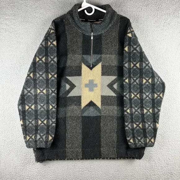 Vintage 90s North Face Snowflake 1/4 Zip Fleece Jacket Mens XL TG Aztec Pullover