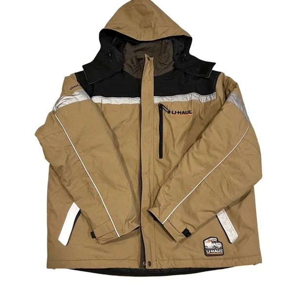 UHaul Men's Full Zip Jacket Coat Reflective Hooded Insulated 4XL Employee U-haul