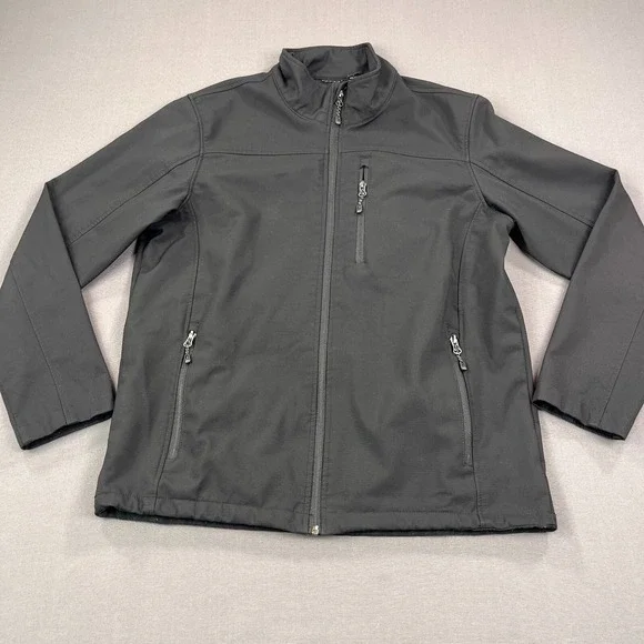 Swiss‎ Tech Waterproof Jacket Mens Medium Black Softshell Mock Neck Full Zipper