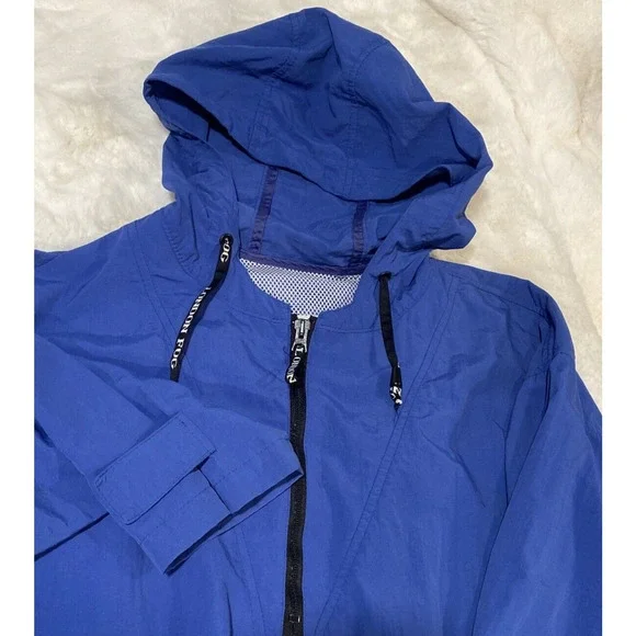 London Fog Mens‎ Royal Blue Hooded Anorak Half Zip Windbreaker Jacket Size M