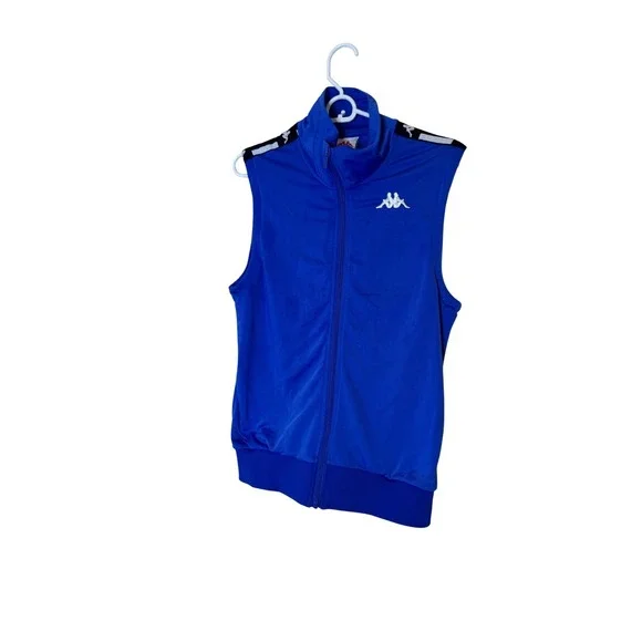 Kappa Jacket‎ Mens Small Blue Sleeveless Track Vest Full Zip Omini Logo Tape