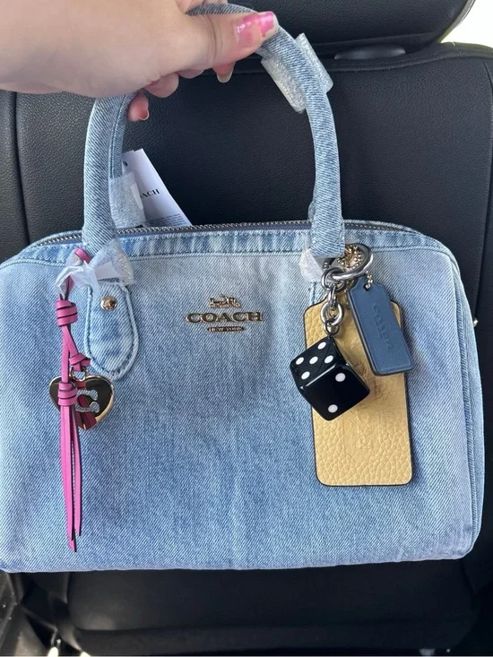 Coach loved denim medium rowan satchel / charms included