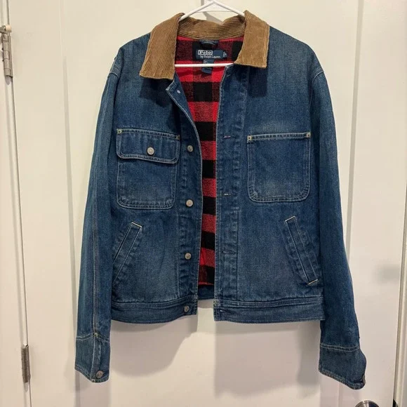Vintage Polo Ralph Lauren Denim Trucker Buffalo Jacket Plaid Flannel Corduroy