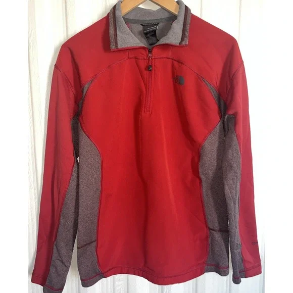 The North‎ Face 1/4 Zip Fleece Mens Red/Rust Pullover Longsleeve Shirt Size M