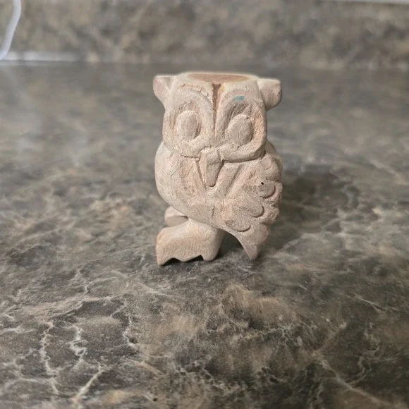 Hand carved wood owl whistle  about 3
