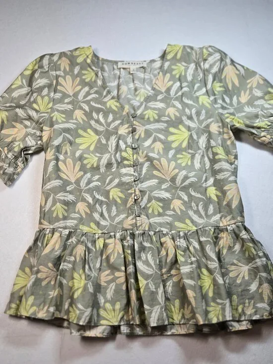 Downeast Floral Puff Sleeve Blouse Size Small