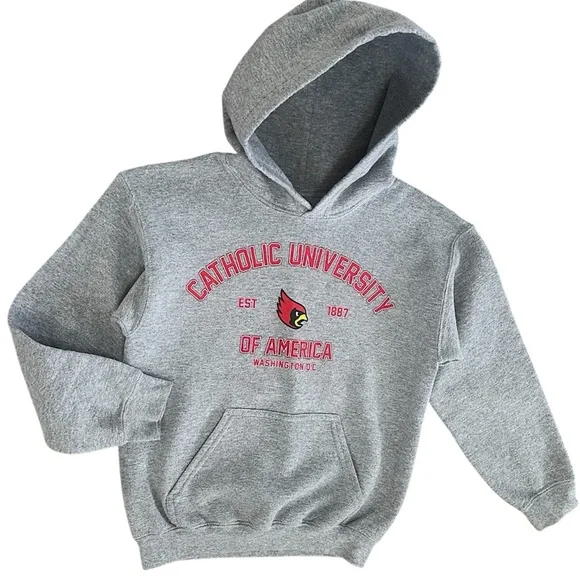 Catholic University Youth Graphic Hoodie Sweatshirt Size Small Gray