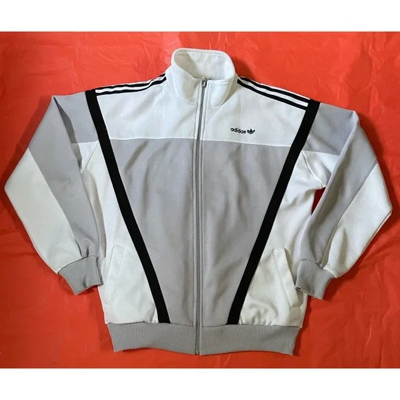 Vintage ADIDAS Trefoil Track Jacket Mens Size Small‎ Tri-Color Gray White Black