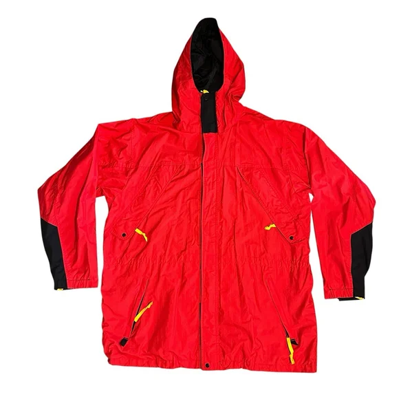 Vintage Marlboro Adventure Team Jacket Mens L Red Full Zip Nylon Mesh Rain Coat