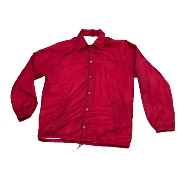 Vintage Coachman Maroon Men's Windbreaker Nylon Lined Coaches Jacket Coat XL?