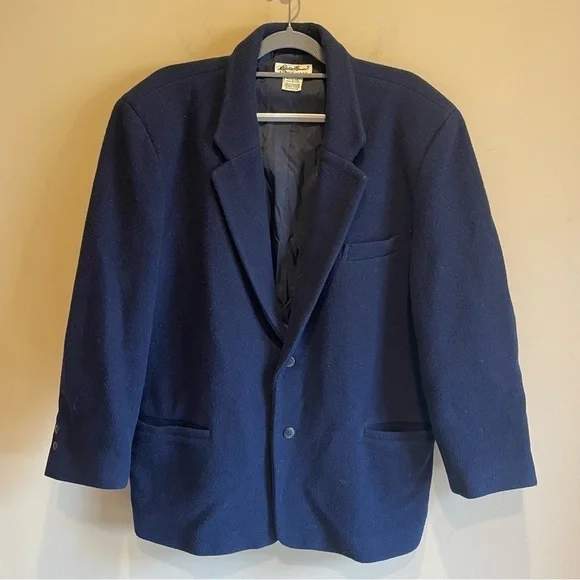 VINTAGE Eddie Bauer Jacket Large Wool Coat Blazer 90s Thick Heavy