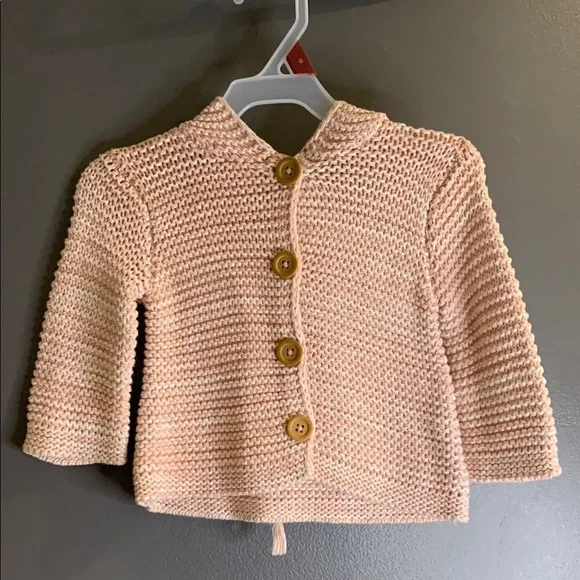 Nordstrom Pink Knit Cardigan with Wooden Buttons size 3M