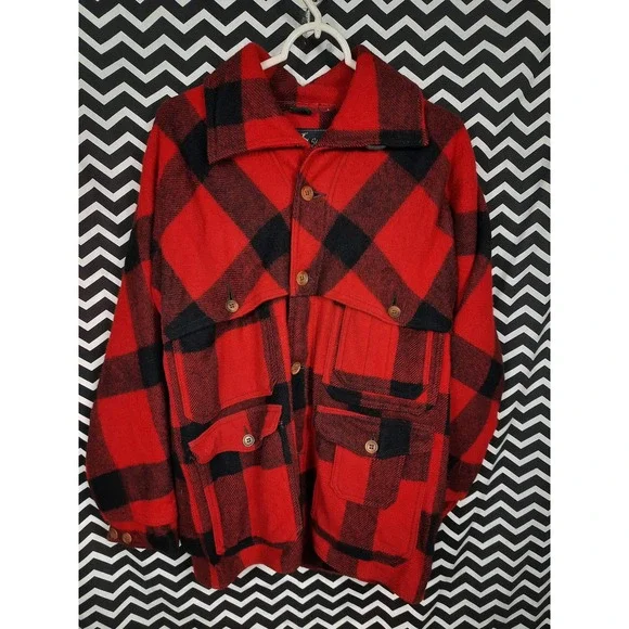 Vintage‎ White Stag Westwools Red Buffalo Plaid Wool Hunting Jacket Mens Medium