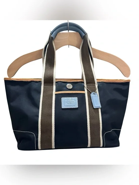 Y2K Vintage Coach Mini Hampton Weekend Tote Black Brown Blue Nylon Leather 6261