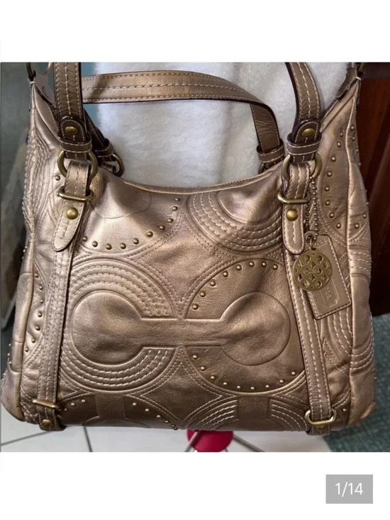 Coach Alex RARE convertible bag satchel shoulder Crossbody  leather  gold studs