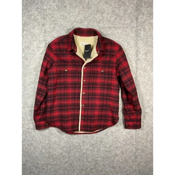 Saint Laurent Red Plaid Sherpa Lined Jacket Mens Size Medium