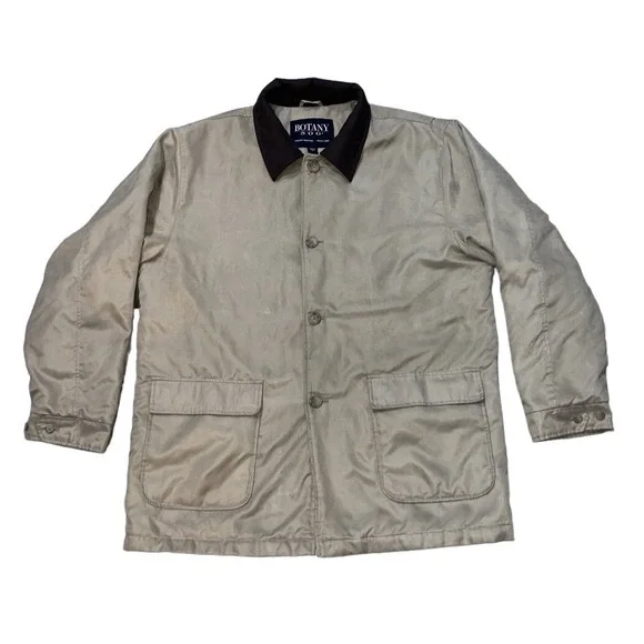 Botany 500 Men's Large Tan Casual Coat Jacket Button Up Quilted Lining Soft