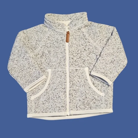 H&M Gray and White Fleece Jacket 6 Months Unisex