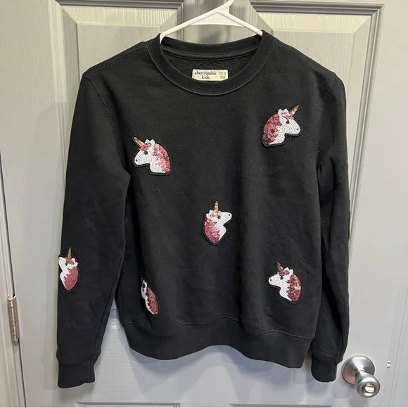 abercrombie Kids Black Unicorn Sweatshirt - Size 11/12