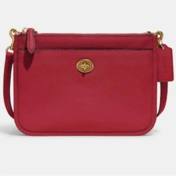 Coach Slim Turnlock Crossbody Bag in‎ Brick Red