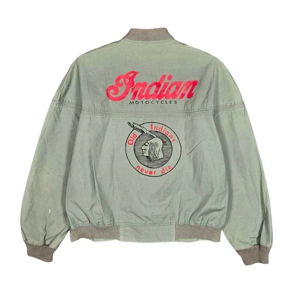 Vintage 70s Indian Motorcycles Jacket Mens M Motocycle Bomber Old Logo Never Die
