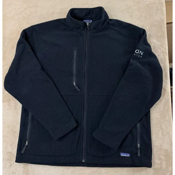 Vintage Patagonia Synchilla Jacket Men XL black,‎ embroidered Logo Full Zip  EUC