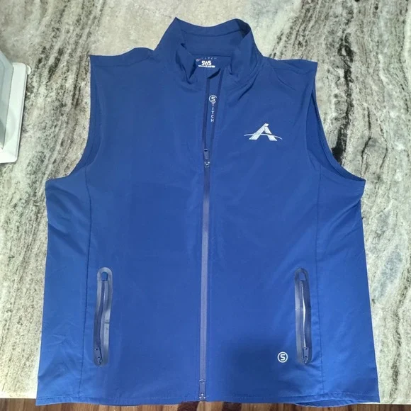 Stitch Golf Vest Mens Large Blue Full Zip SWS Weather System 211SA Performance