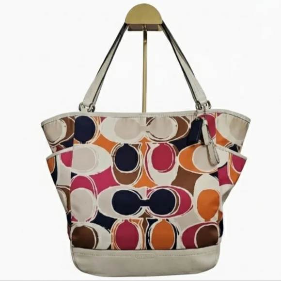 Coach 2013 Muticolor Part Op Ast Satin and Leather Carrie Tote