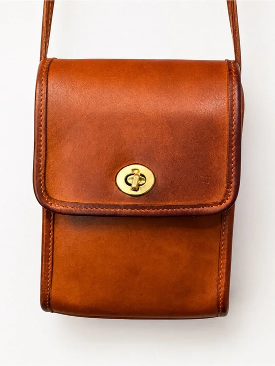Vintage Coach Scooter Bag 9893 British Tan Leather Crossbody USA