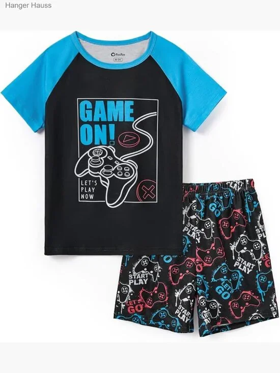 Boys Short Sleeve Pajama Set - 2 Piece Loose Sleepwear