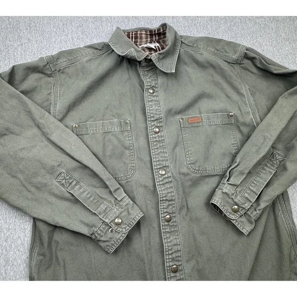 Carhartt S296 MOS Canvas Shirt Jacket Men's Large Moss Green Flannel Lined