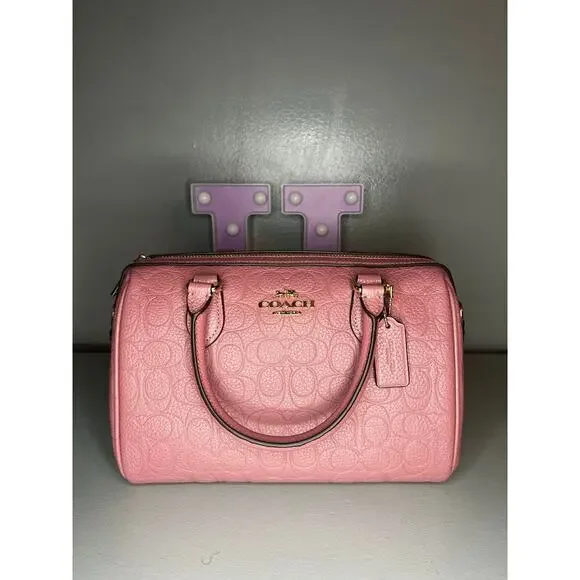 Coach  Rowan Satchel Bag In Signature Leather  PEONY