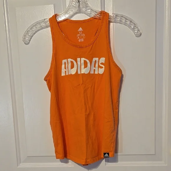 Adidas, Tank Top, Child's Sz Med, Coral, Pink, Orange, Jersey Knit, 100% Cotton