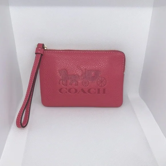 COACH PEBBLE-LEATHER SIGNATURE HORSE & CARRIAGE EMBOSSED WRISTLET BELLA~ROSAE