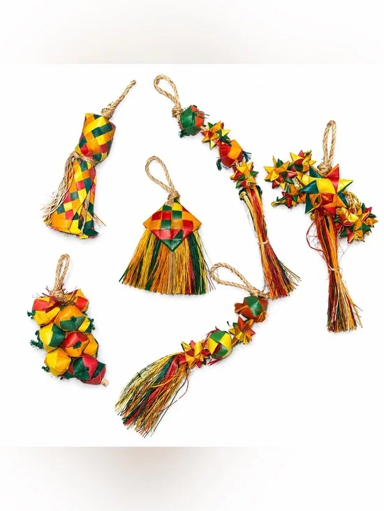 NEW Bird Toy Bundle Natural Woven Chew Toys‎ Parrot Conure Cockatiel Set