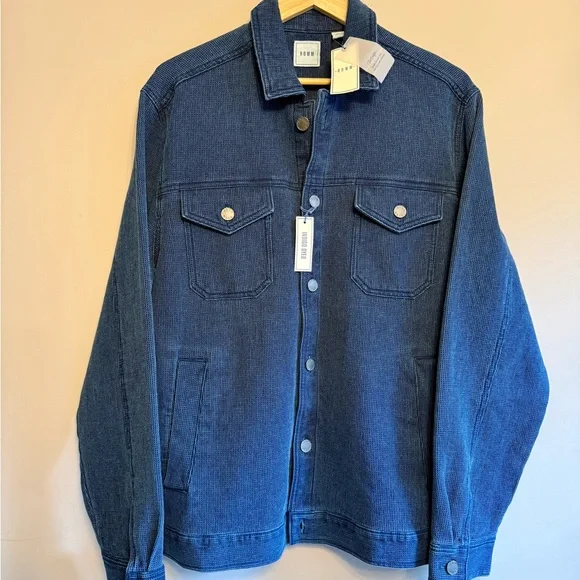 ROWM Shacket/Jacket Waffle Texture Indigo Dyed for Men Casual Chore Barn