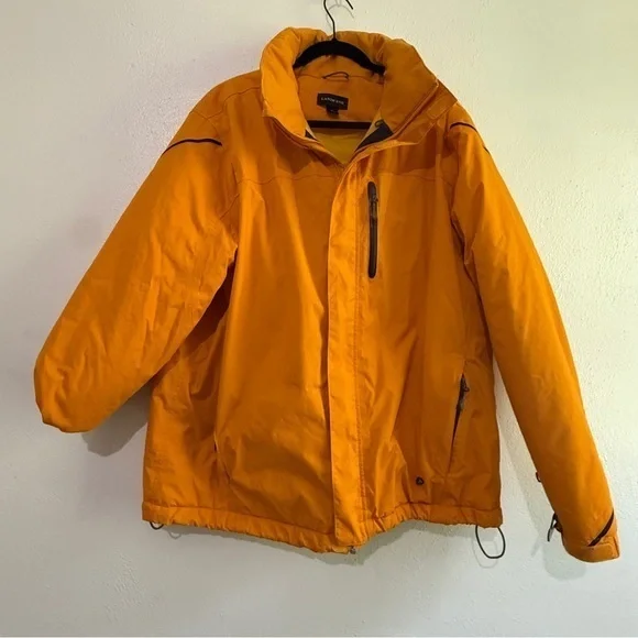 Lands End Marigold Insulated Weatherproof Jacket w/dark blue trim. Sz L.