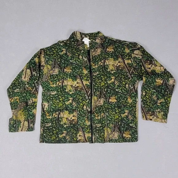 Bushlan Fullzip Lightweight Shirt Jacket Men's S Green Camouflage Long Sleeve