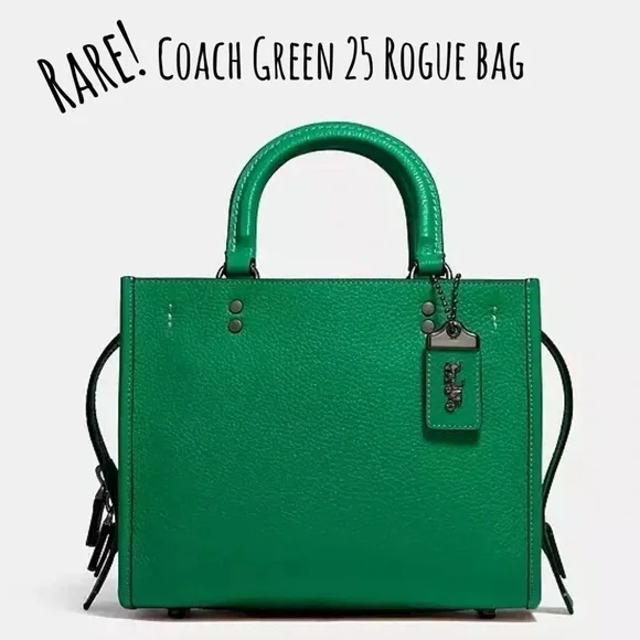 Coach Green Grass 25 Rare Glovetanned Leather Rogue Bag