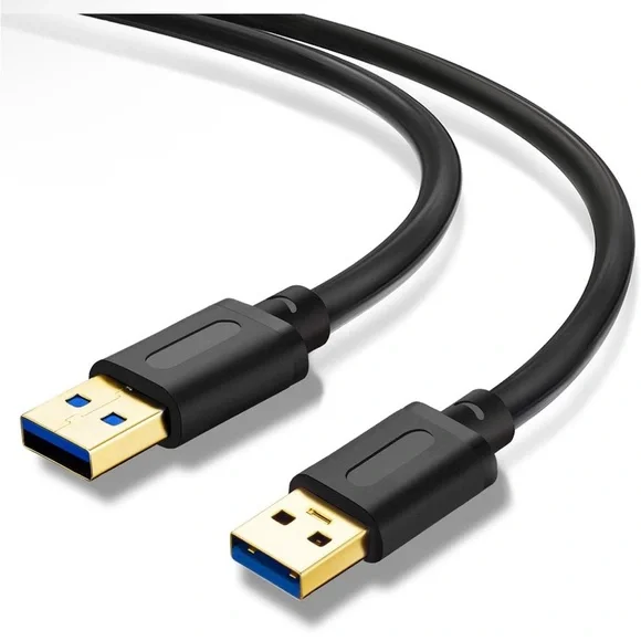 2 USB 3.0 Male to Male Cable Gold High Speed Data Transfer Laptop Cooler 3ft 1ft