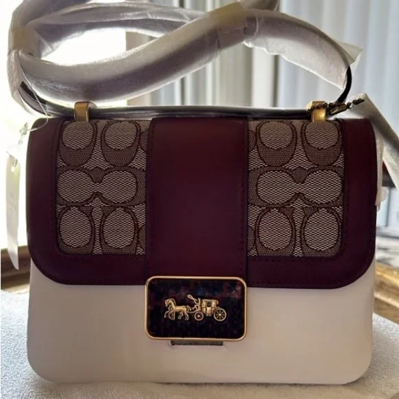 HOLD-NWT Coach Alie Shoulder Bag 18 In Signature Jacquard With Snakeskin Detail