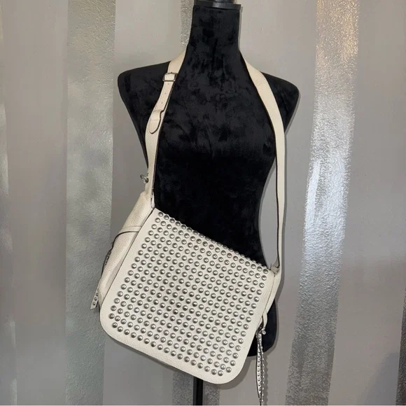 Coach Purse‎ Studded White Leather Crossbody Bag Vintage Y2K Biker Chic